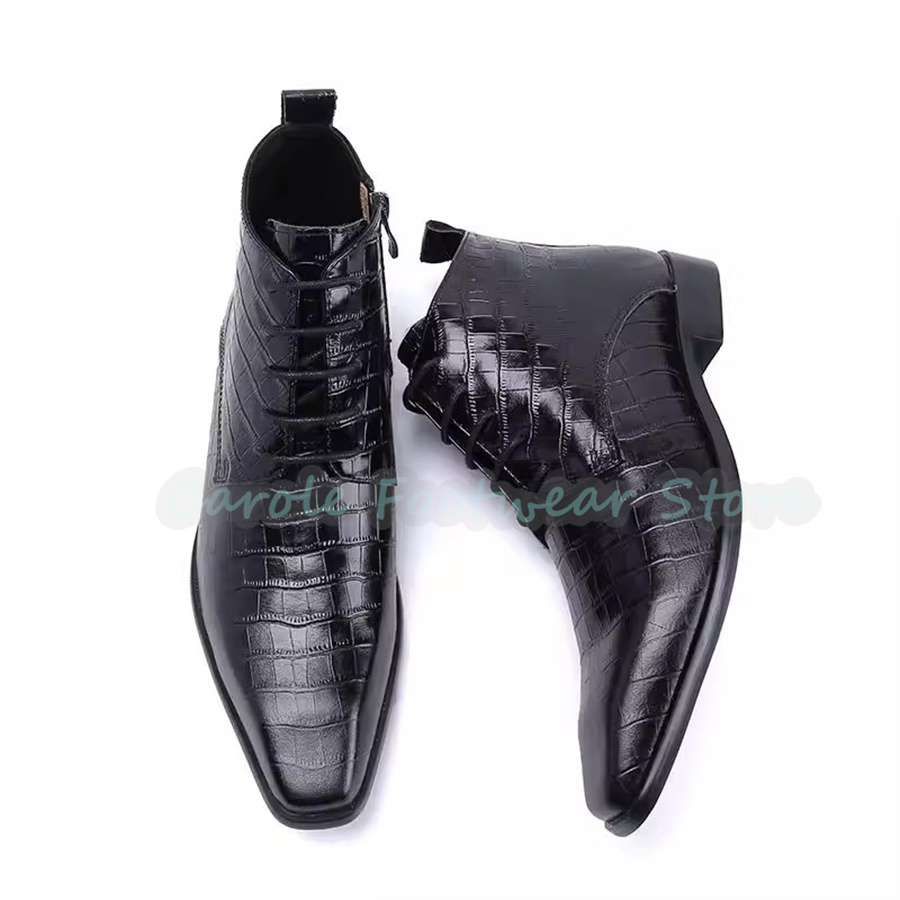 Mens Fashion Dress - Stivali alla Caviglia in Vera Pelle