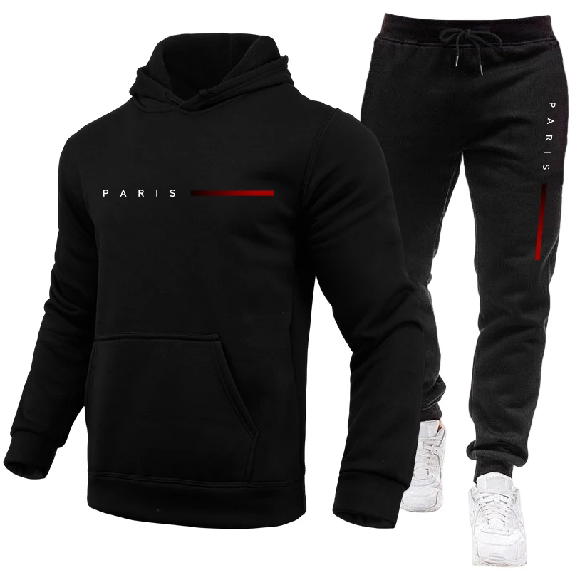 Paris Men'S Fashion - Felpa con Cappuccio e Pantaloni da