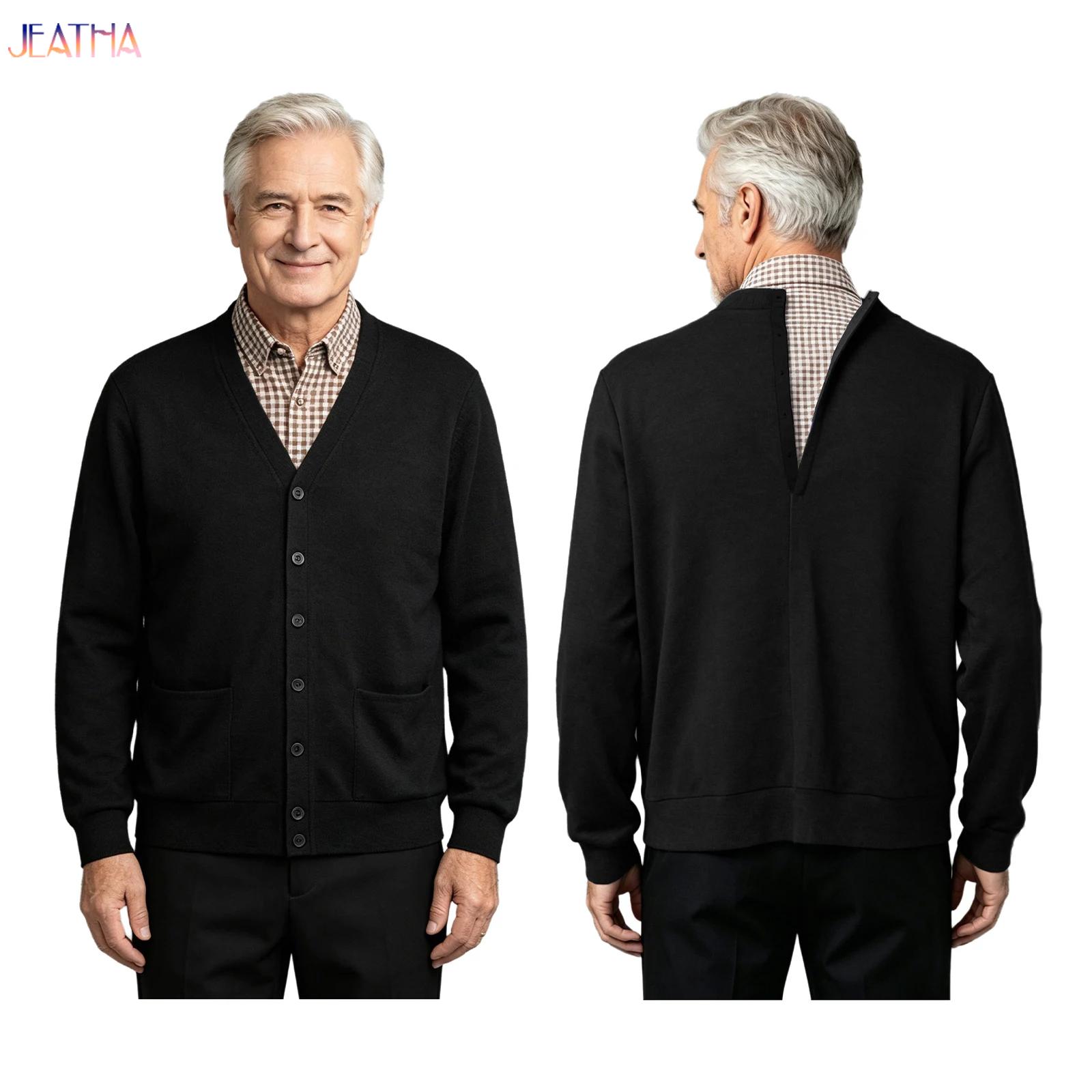Knitted Cardigan Men - Cardigan Adattivo per Uomini Anziani e