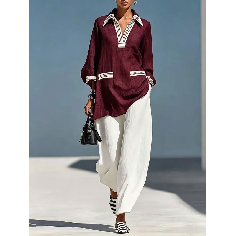 Men'S Fashion Linen Pants - Completo Estivo Casual da Donna in