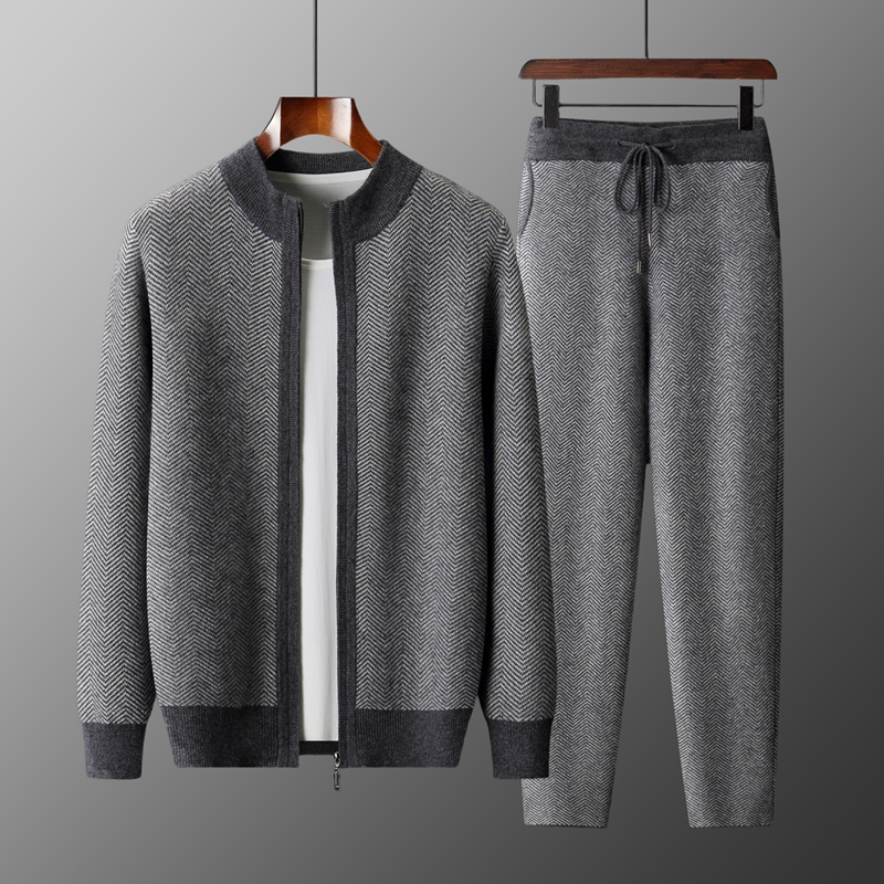 Set in 100% Lana Merino Jacqua - Knitted Cardigan Men recensione e prezzo